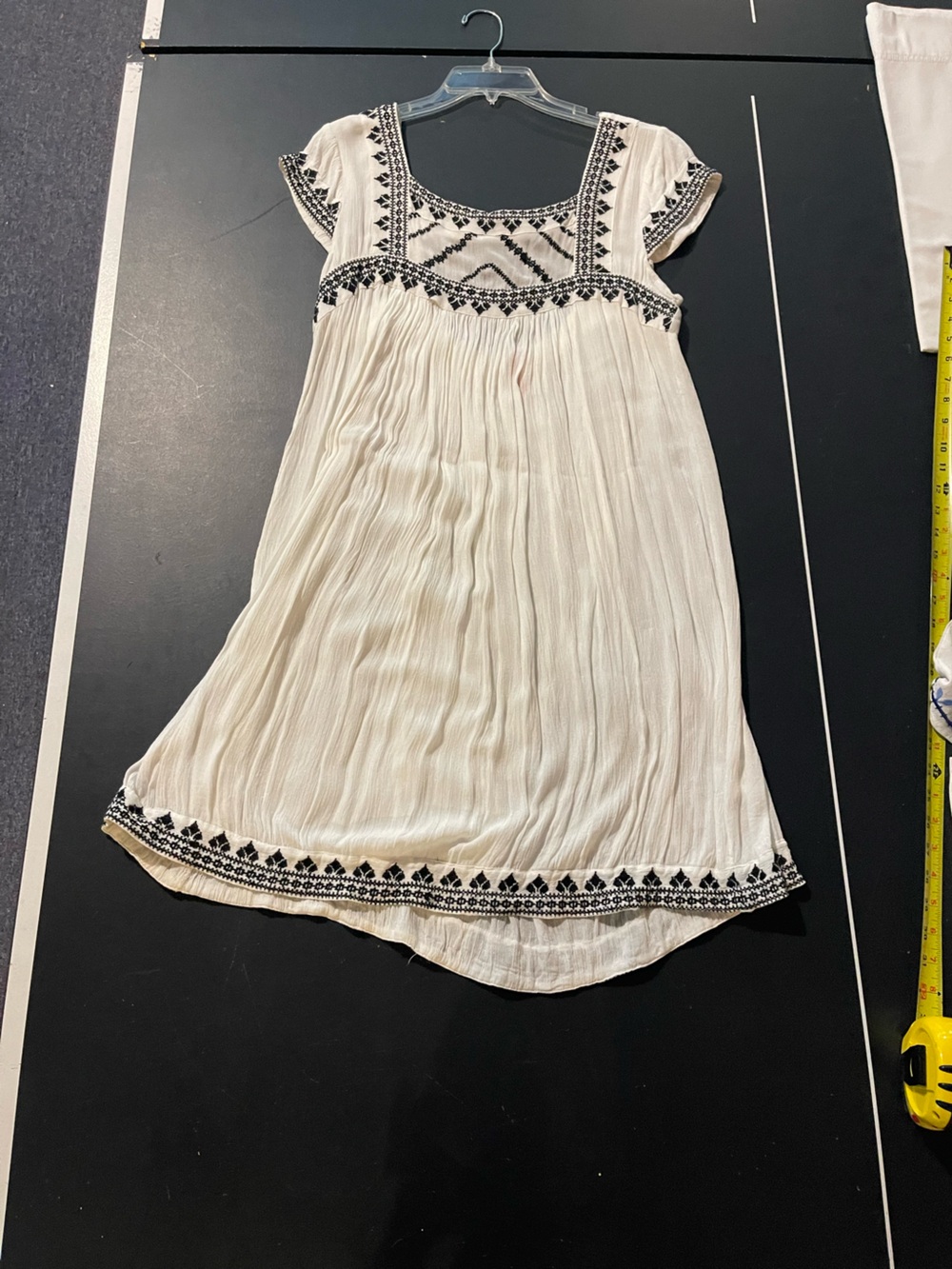Cream Embroidered Circle Skirt with Black Trim